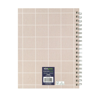 Office Mintgreen Spiral Bound Notepad, 7.4" x 9.75", Checked Tan, 105 Sheets