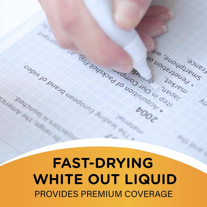 Wite-Out Brand Shake 'N Squeeze Correction Pen, 8 ML Correction Fluid, 4-Count Pack of White Correction Pens, Fast, Clean and Easy to Use Pen Office or School Supplies