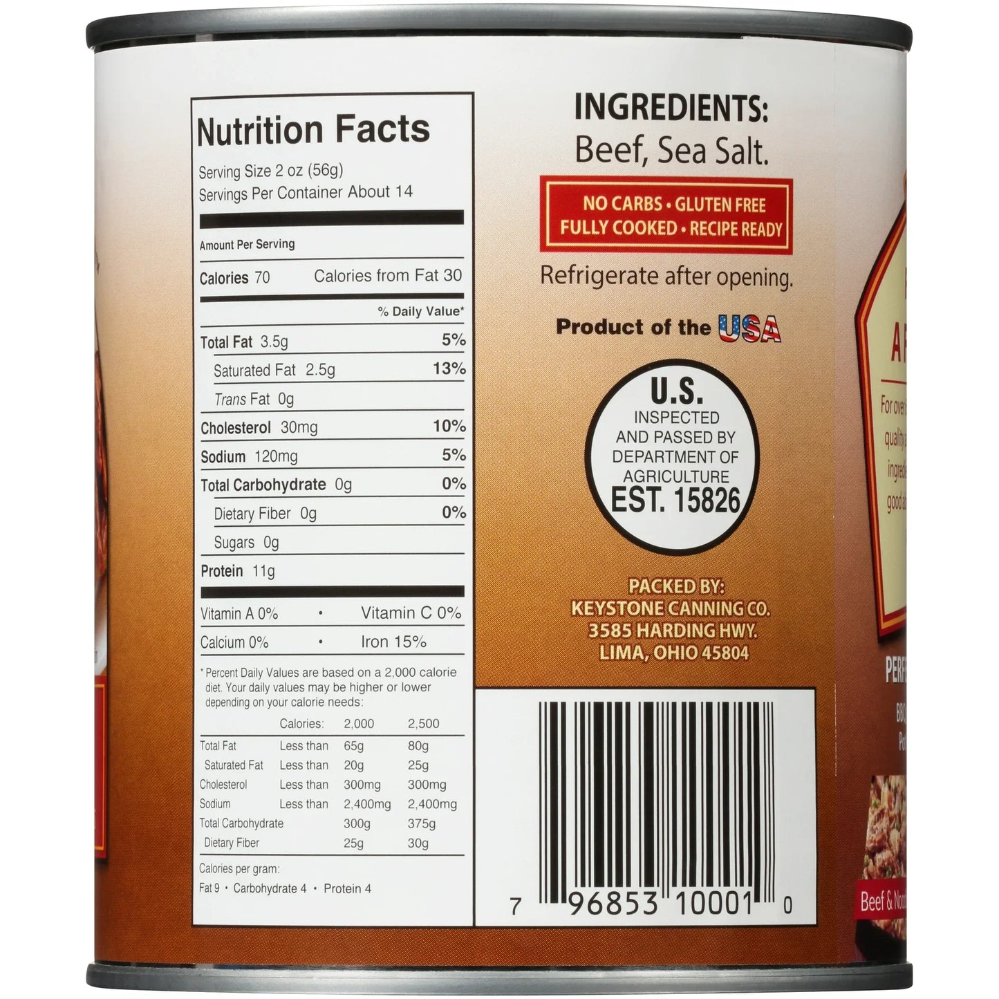 Keystone All Natural Beef, 28 oz Can