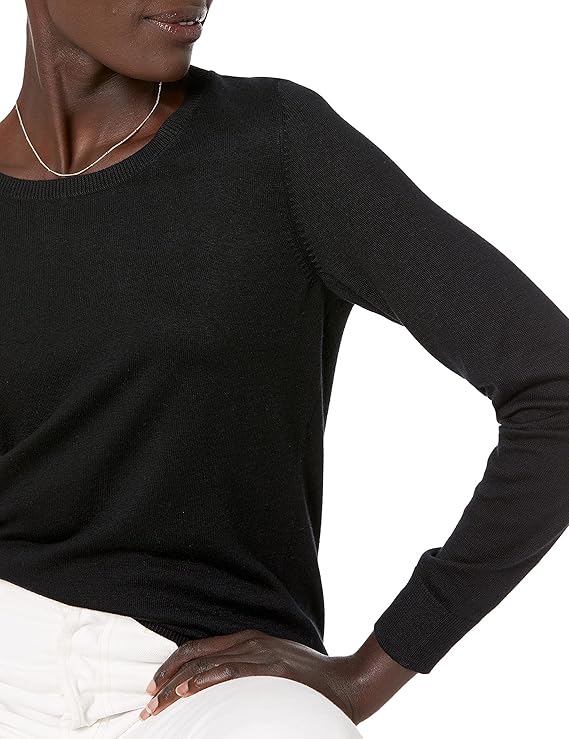 Essentials Women's Long-Sleeve Lightweight Crewneck Sweater (Available in Plus Size)