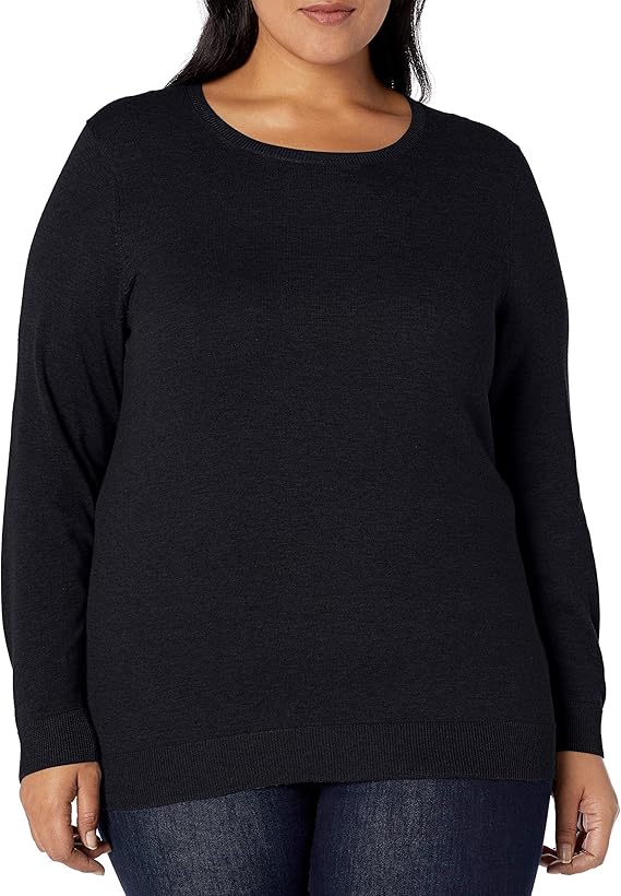 Essentials Women's Long-Sleeve Lightweight Crewneck Sweater (Available in Plus Size)