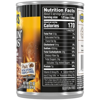 Bush's Bourbon and Brown Sugar Grillin' Beans, Canned Navy Beans, 22 oz