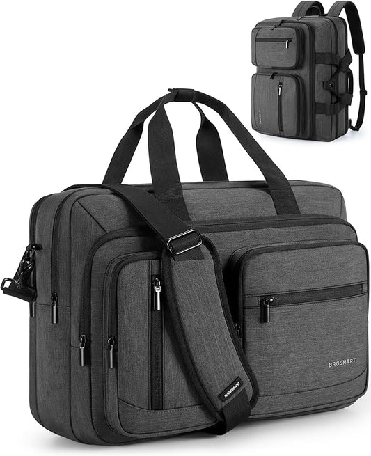 BAGSMART 3 In 1 Laptop Bag for Men, Computer Briefcase 17.3 Inch Laptop Water-Repellent Shoulder Bag, Computer Bag Business Travel Office, Black