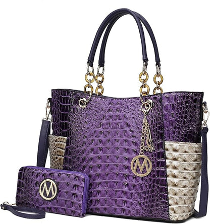 MKF Collection Tote Bag for Women, Handbag Set with Wallet-Top-Handle- Vegan Leather Purse