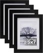 Egofine 5x7 Picture Frames Set of 4, Made of Solid Wood Covered by Plexiglass 3.5x5 and 4x6 with Mat or 5x7 without Mat, for Table Top Display and Wall Mounting Photo Frame Black