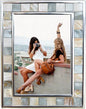 GIFTME 5 Silver Plate Picture Frame 5x7 Mother of Pearl 5 by 7 Photo Frame Mosaic Glass Tabletop Frame (Grey+ White,1pc)