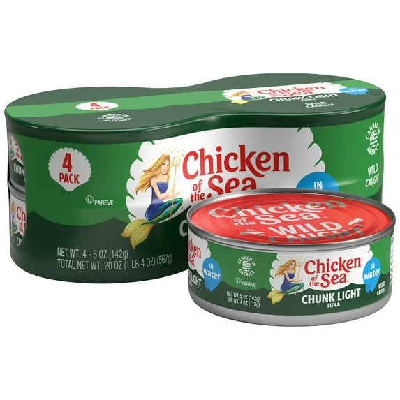 Chicken of the Sea Chunk Light Tuna In Water 4 - 5 oz Cans
