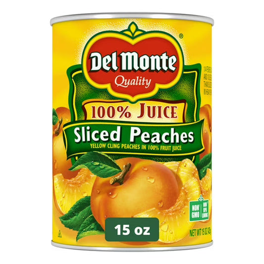 Del Monte Yellow Cling Sliced Peaches, Canned Fruit, 15 oz Can