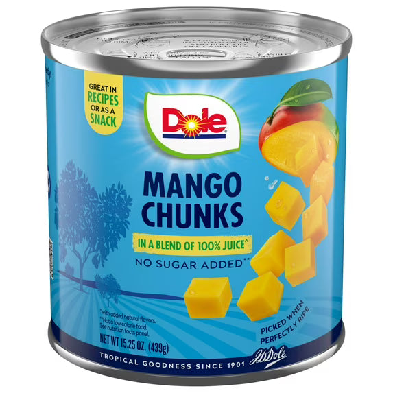 Dole Mango Chunks in a Blend of 100% Juice*, 15.5 oz