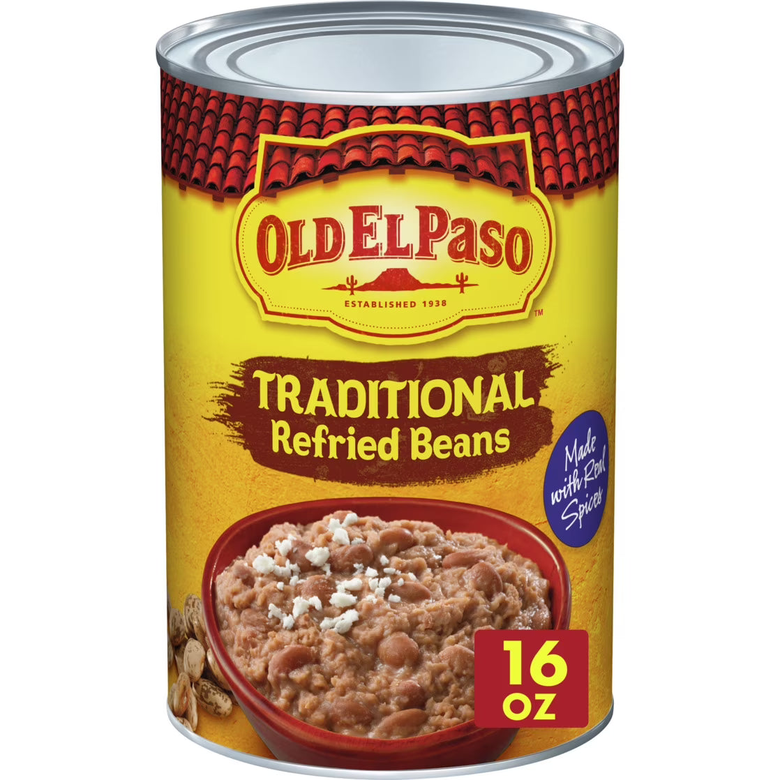 Old El Paso Traditional Canned Refried Beans, 1 Can, 16 oz