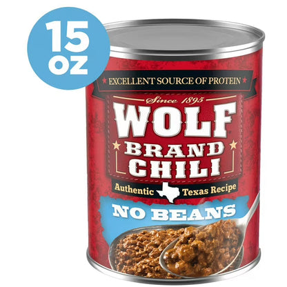 WOLF BRAND Chili No Beans, Chili Without Beans, 15 oz Can
