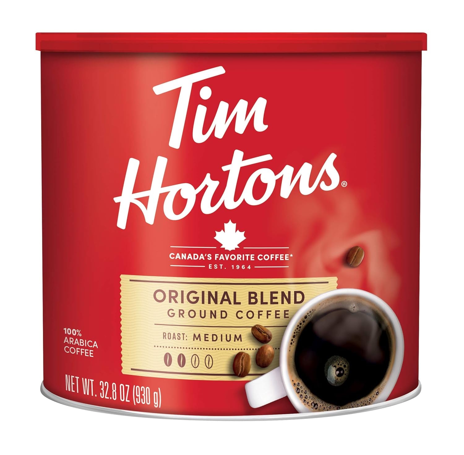 Original Blend, Medium Roast Ground Coffee, Canada’S Favorite Coffee, Made with 100% Arabica Beans, 32.8 Ounce Canister