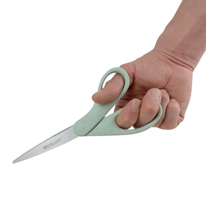Office Westcott Crafting Scissors, KleenEarth, 8", Straight, Eco-Friendly, Rice Husks, Blue, 1-Count