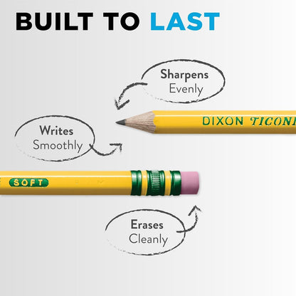 Wood-Cased Pencils, Unsharpened, 2 HB Soft, Yellow, 24 Count