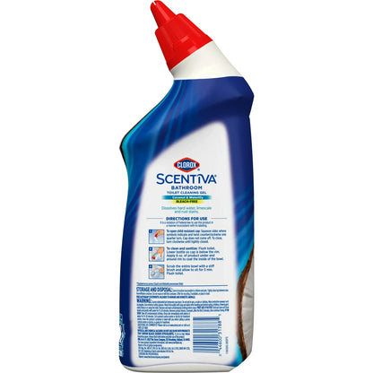 Clorox Scentiva Bathroom Toilet Cleaning Gel, Coconut and Waterlily, 24 Fluid Ounces
