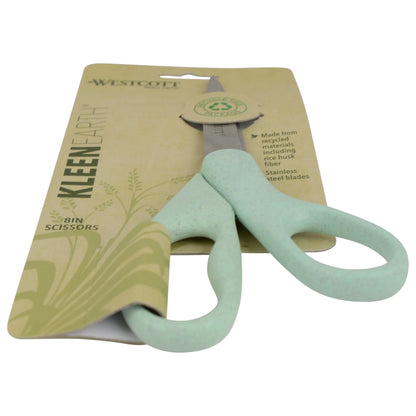 Office Westcott Crafting Scissors, KleenEarth, 8", Straight, Eco-Friendly, Rice Husks, Blue, 1-Count