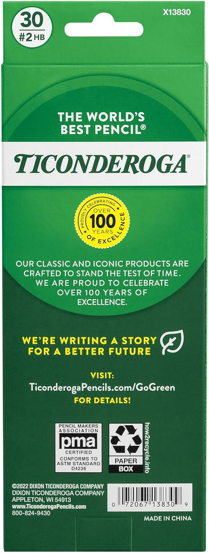 Wood-Cased Pencils, Pre-Sharpened, #2 HB Soft, Yellow, 30 Count