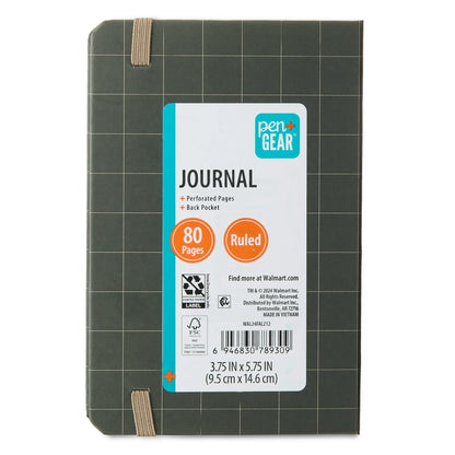 Office Pen+Gear Small Journal with Elastic Closure, Taupe, 3.75" x 5.75", 160 Ruled Pages