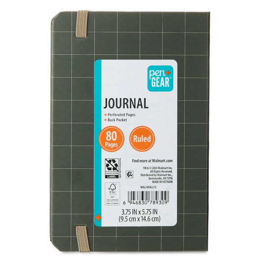 Office Pen+Gear Small Journal with Elastic Closure, Taupe, 3.75" x 5.75", 160 Ruled Pages