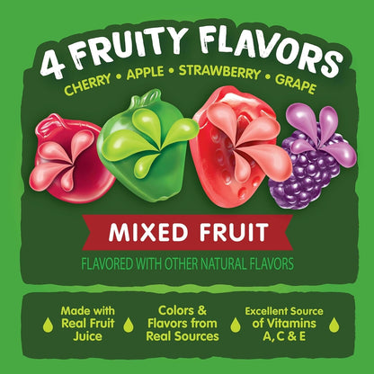 , Juicy Burst, Fruit Flavored Snacks, Mixed Fruit Flavors, a Juicy Burst of Natural Flavors, Made with Real Fruit Juice, 0.8 Oz 40 Ct