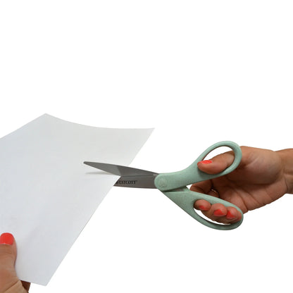 Office Westcott Crafting Scissors, KleenEarth, 8", Straight, Eco-Friendly, Rice Husks, Blue, 1-Count