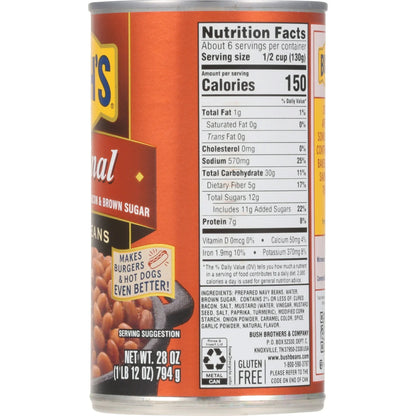 Bush's Original Baked Beans, Canned Beans, 28 oz Can