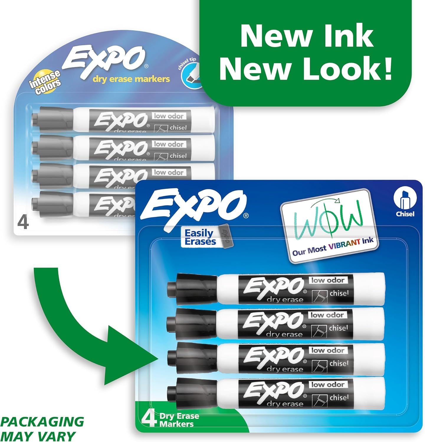 Low Odor Dry Erase Markers Chisel Tip Black 4 Count