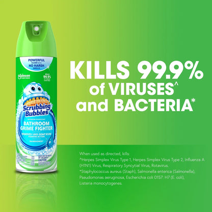 Scrubbing Bubbles Bathroom Grime Fighter Disinfectant Cleaner Aerosol, Rainshower, 20 oz, 1 Count