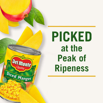 Del Monte Diced Mango in Extra Light Syrup, Canned Fruit, 15 oz Can