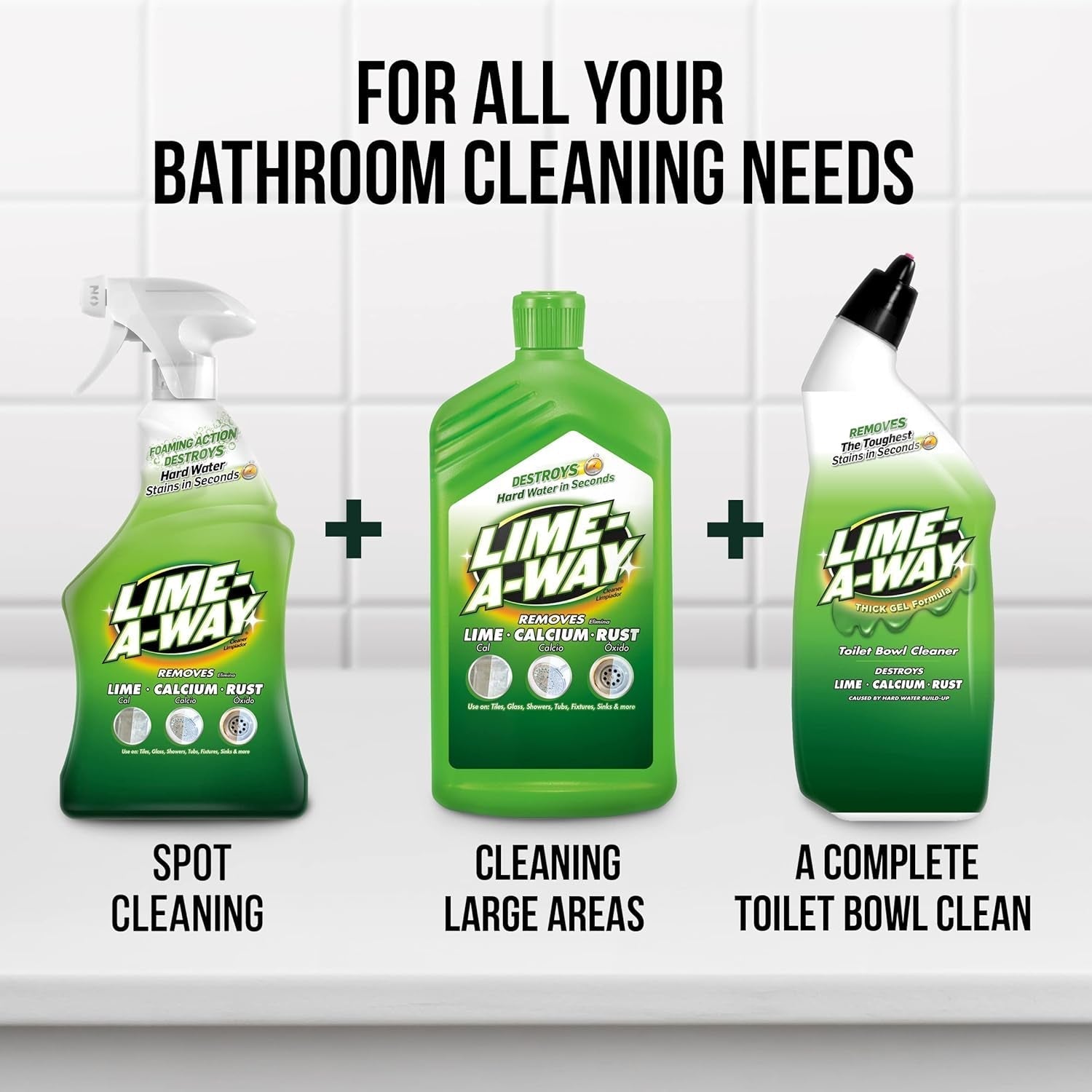 Bathroom Cleaner, 32 Fl Oz Bottle, Removes Lime Calcium Rust