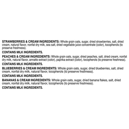 Quaker Instant Oatmeal, Fruit & Cream Variety Pack, 20 Packets