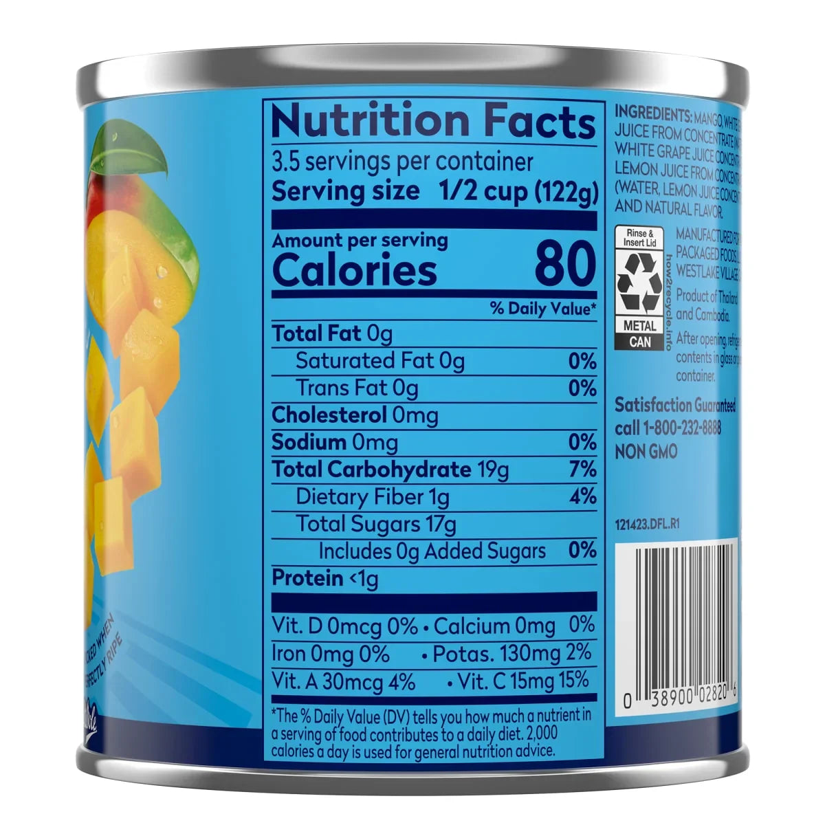 Dole Mango Chunks in a Blend of 100% Juice*, 15.5 oz