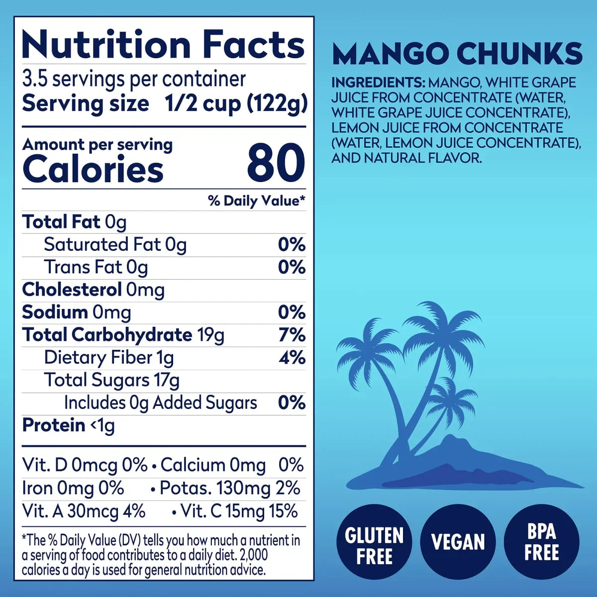 Dole Mango Chunks in a Blend of 100% Juice*, 15.5 oz