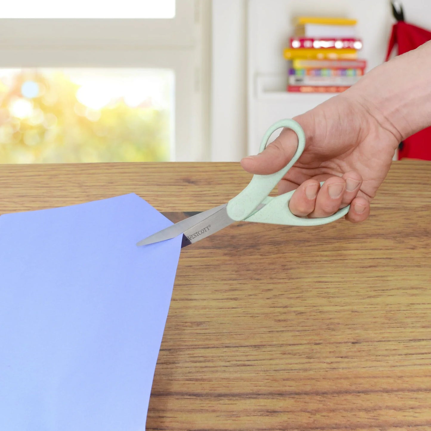 Office Westcott Crafting Scissors, KleenEarth, 8", Straight, Eco-Friendly, Rice Husks, Blue, 1-Count