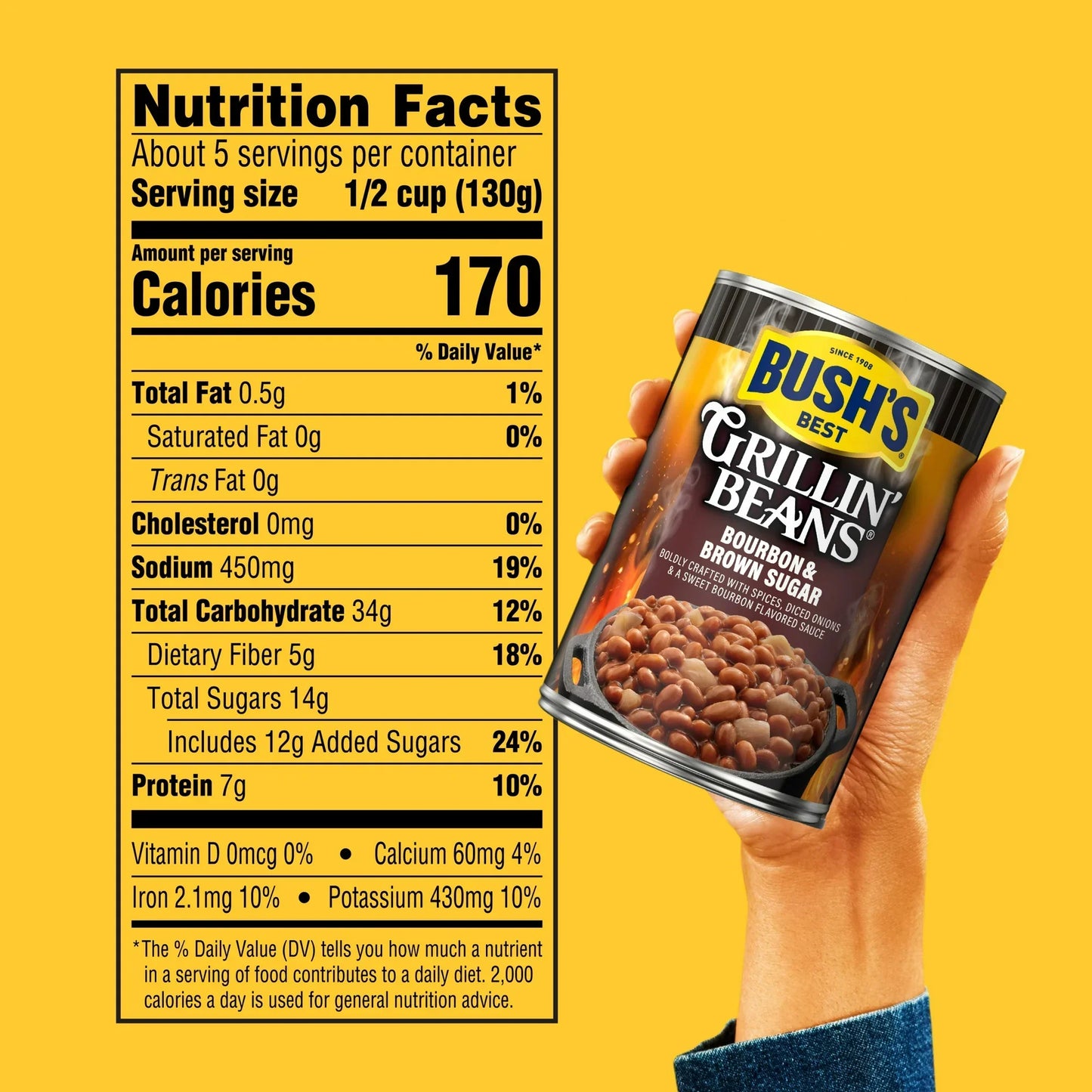 Bush's Bourbon and Brown Sugar Grillin' Beans, Canned Navy Beans, 22 oz