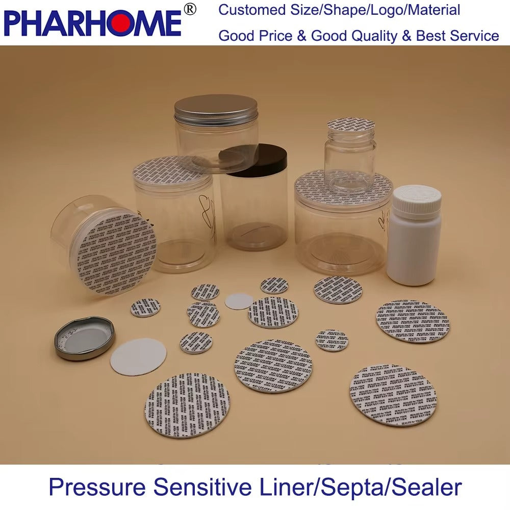 Self-Adhesive Pressure Sensitive Sealer Cap Liners Jar Bottle Foam closure with glue, gasket, septa,Self-stiker