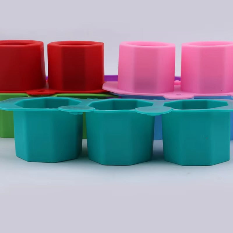 3 Holes Round Geometric Polygonal Concrete Silicone Flowerpot Mold Cactus Cement Pot DIY Clay Craft Bottle Mould Decoration