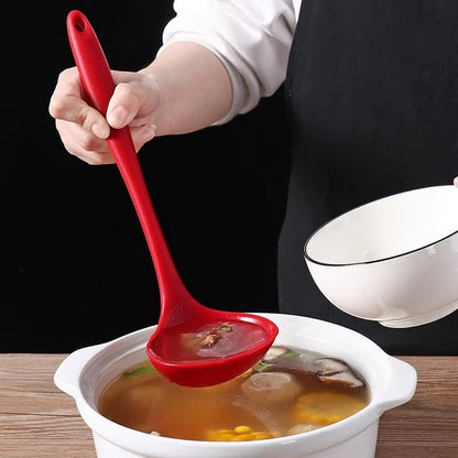Venlohome Non-stick Silicone Ladle Soup Spoon Curved Handle