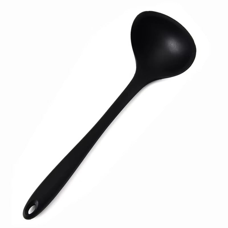 Venlohome Non-stick Silicone Ladle Soup Spoon Curved Handle