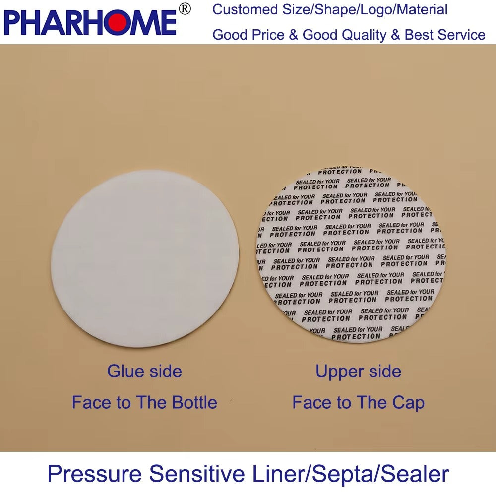 Self-Adhesive Pressure Sensitive Sealer Cap Liners Jar Bottle Foam closure with glue, gasket, septa,Self-stiker
