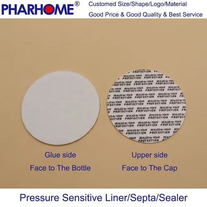 Self-Adhesive Pressure Sensitive Sealer Cap Liners Jar Bottle Foam closure with glue, gasket, septa,Self-stiker