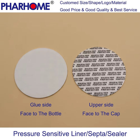Self-Adhesive Pressure Sensitive Sealer Cap Liners Jar Bottle Foam closure with glue, gasket, septa,Self-stiker