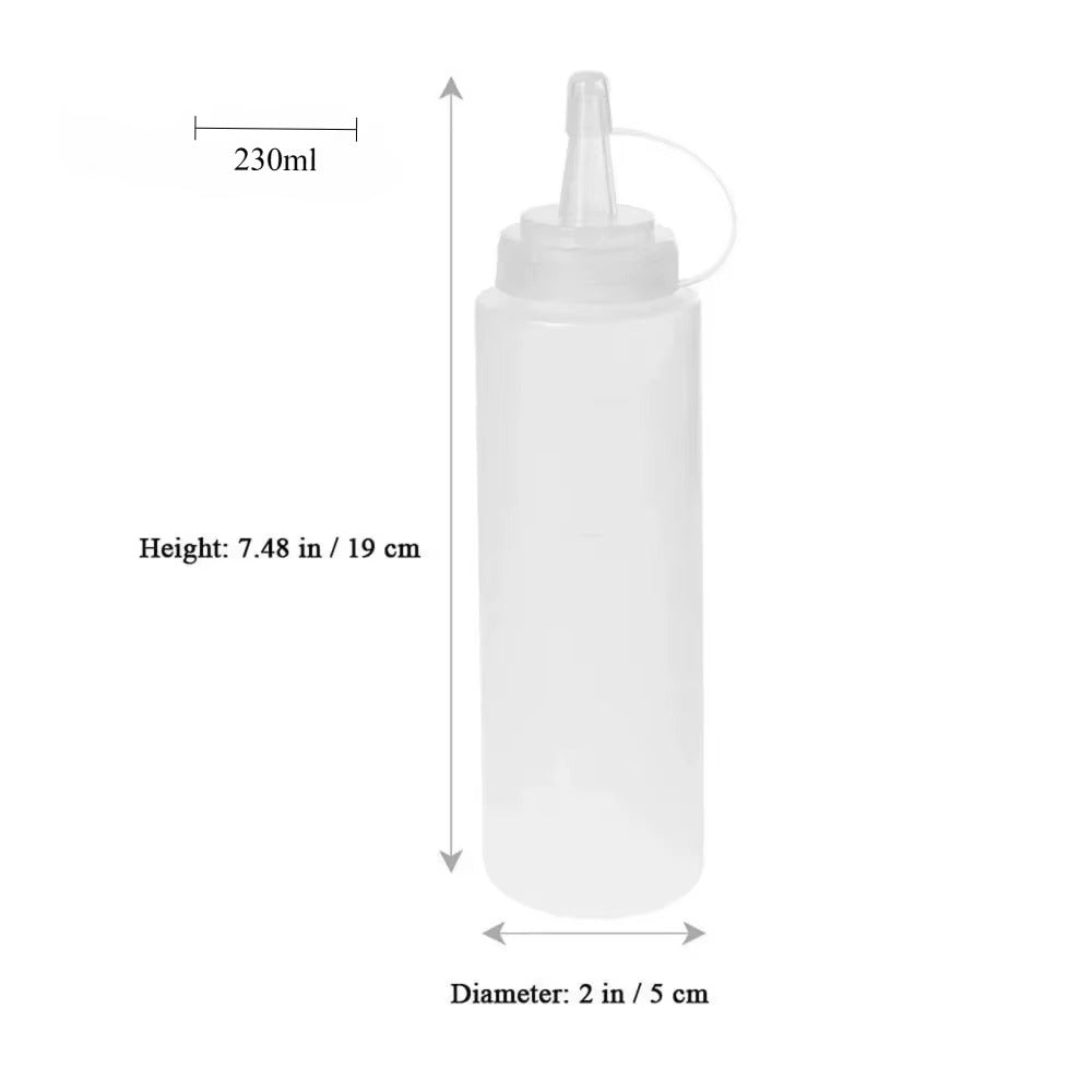 6pcs Condiment Squeeze Bottles Hot Sauces Olive Oil Bottles Ketchup Mustard Dispensers Kitchen Accessories Gadgets 230 Ml
