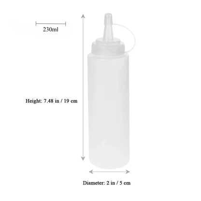 6pcs Condiment Squeeze Bottles Hot Sauces Olive Oil Bottles Ketchup Mustard Dispensers Kitchen Accessories Gadgets 230 Ml