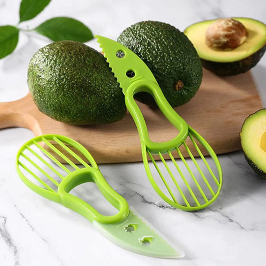 JJYY 3 In 1 Avocado Slicer Shea Corer Butter Fruit Peeler Cutter Pulp Separator Plastic Knife Kitchen Vegetable Tools