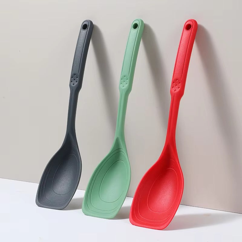 Silicone Spoon Multi-use Hold Comfortable Non-slip Round Handle Large Cooking Utensils Mixing Spoon Silicone Tableware Scoop