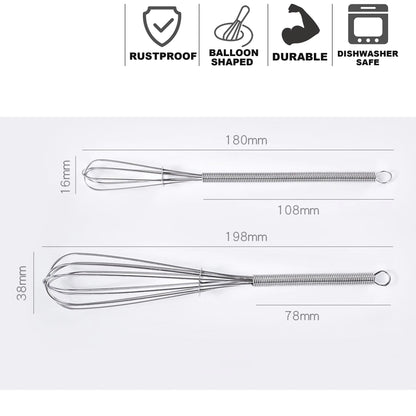 5in 7in 8in Stainless Steel Kitchen Mini Whisk & Egg Beater