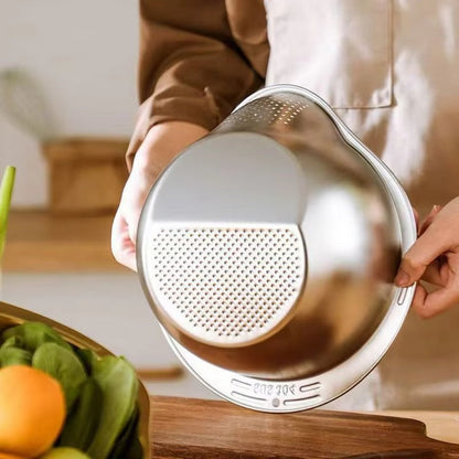304 Stainless Steel Rice Washer Strainer Bowl Kitchen Washing Rice Sieve Kitchen Washing Fruit and Vegetable Strainer Colander