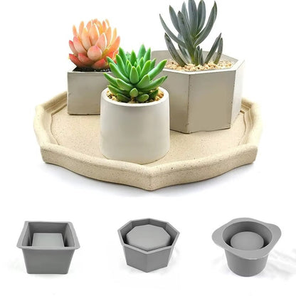 Flower Pot Silicone Mold For Diy Jewelry Storage Box Concrete Cement Making Mold Mirror Crystal Epoxy Clay Mold Home Decoration