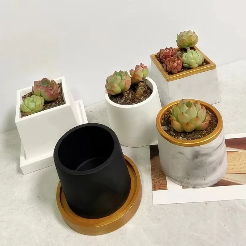 Flower Pot Silicone Mold For Diy Jewelry Storage Box Concrete Cement Making Mold Mirror Crystal Epoxy Clay Mold Home Decoration